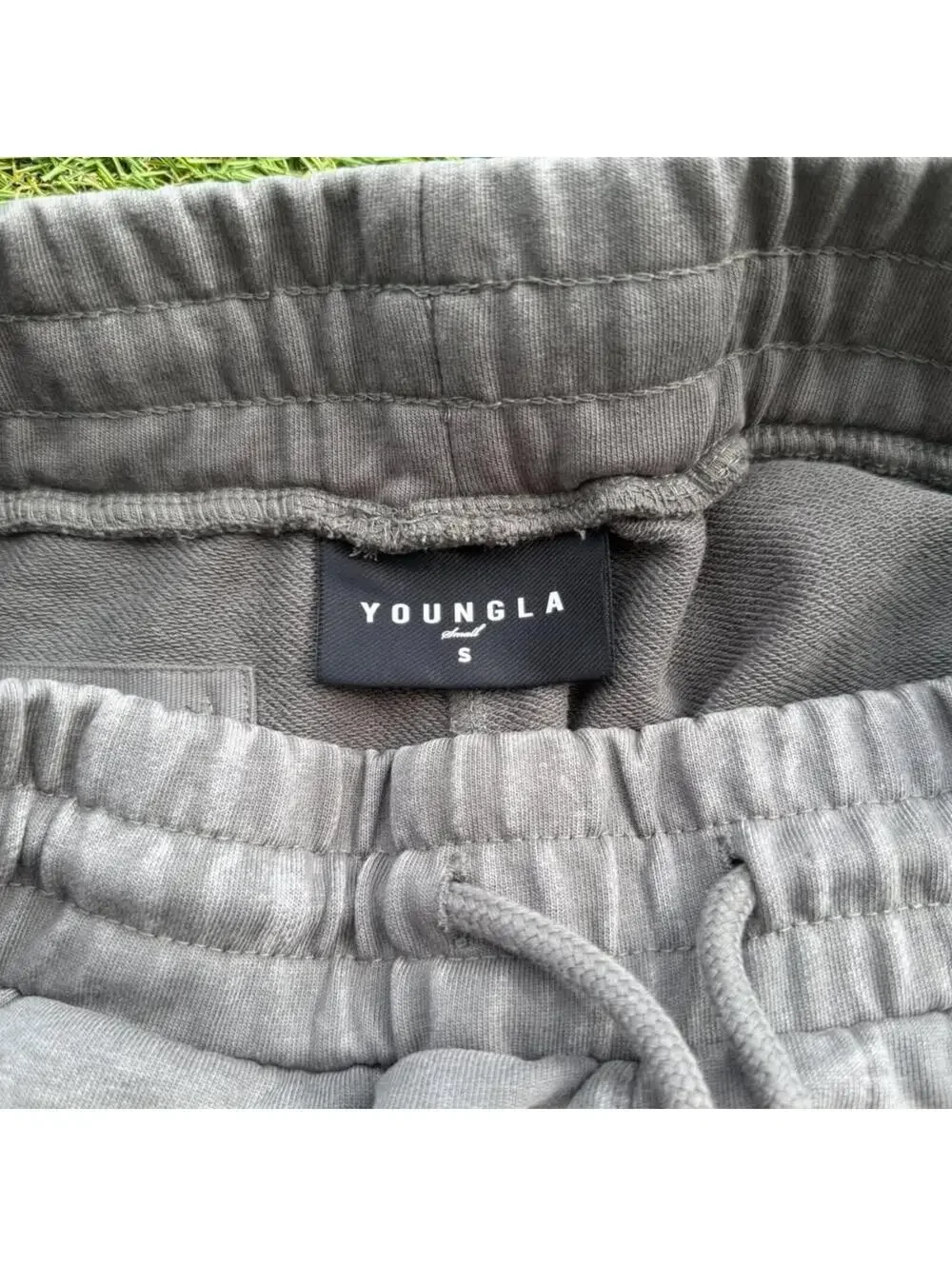 YoungLA Immortal Shorts Grey Acid Wash Mens S Sweat Shorts Gym Athletics